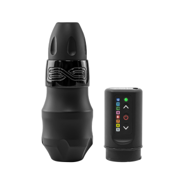FK Irons EXO tatueringsmaskin - trådlös Black Ops - RCA Bolt + 2x Power Bolts